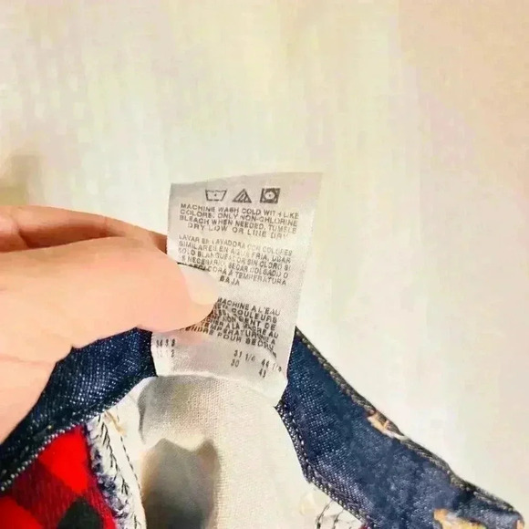 Cabela's Women's 10 Short flannel lined jeans. Straight Leg Denim. Buffalo Red - Picture 6 of 10